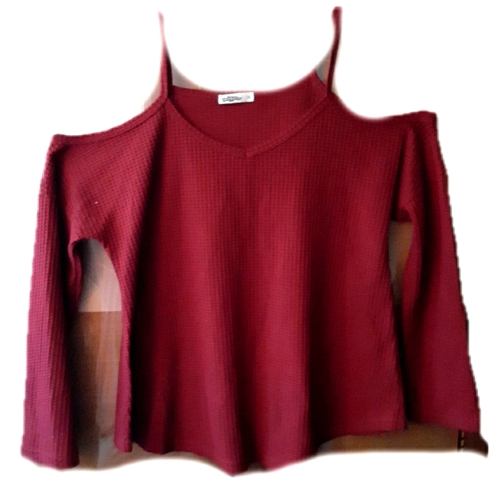 🪴2 For $20🪴 Styleword Cold Shoulder Waffle Tunic